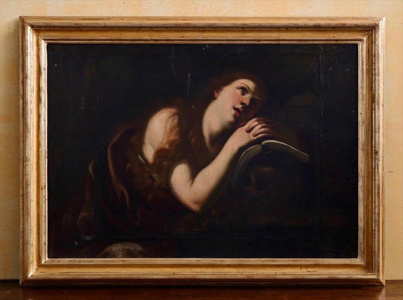 Maddalena penitente, olio su tela, XVII secolo, ambito bolognese – figura raccolta, luce radente e pittura per sottrazione
