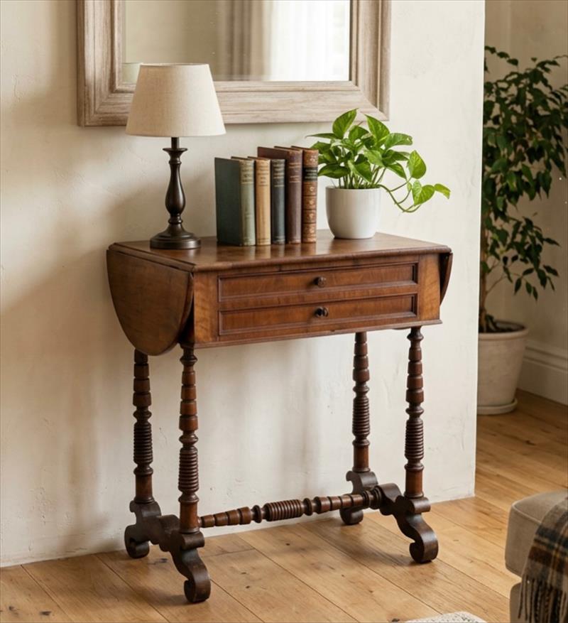 Drop-leaf table, for small domestic rituals