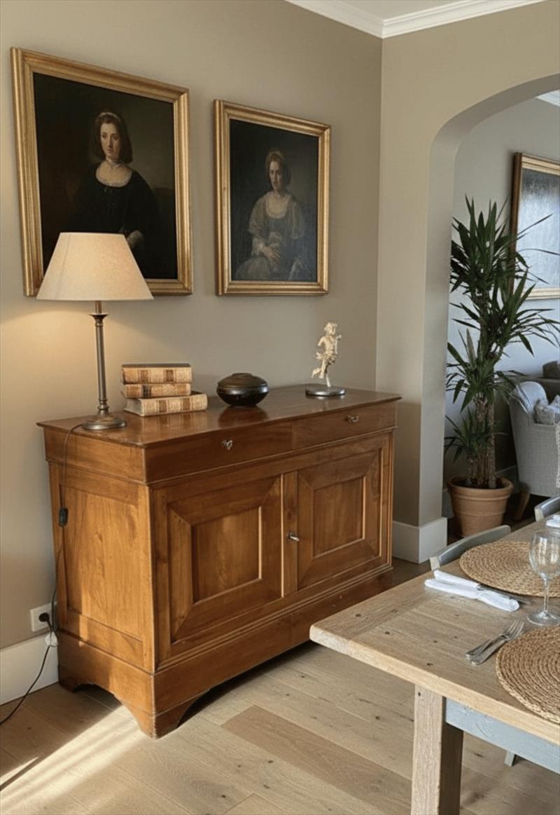 Credenza dell'Ottocento, sobria, autentica, di buona famiglia